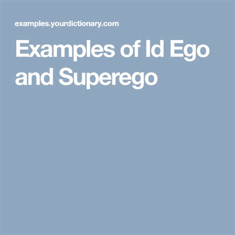 Examples Of Id Ego And Superego Ego Example Human Personality