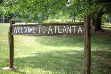 Welcome To Atlanta Sign On The Olmsted Linear Park Stock Photo Image