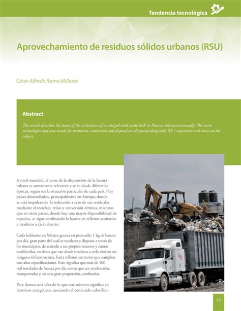 Aprovechamiento de residuos sólidos urbanos RSU