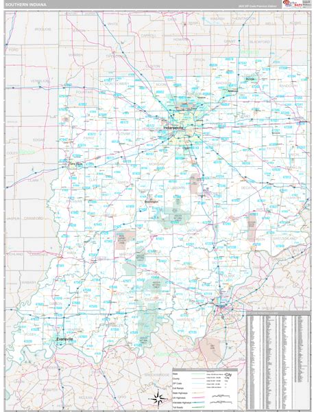 Indiana Southern Zip Code Maps Premium