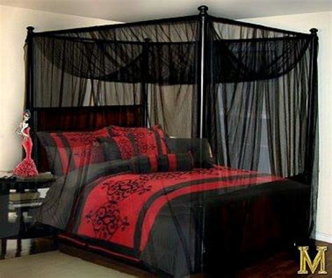 Mengersi black mosquito net 4 poster canopy bed curtains for queen size bed,bedroom mengersi canopy bed curtains with fluorescent stars glow for girls kids,bed canopies drapes. Black and red canopy bed | Black and Red Comforter Set ...