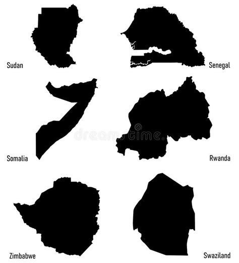 Set Silhouettes Of Africa Countries Vector Stock Vector Illustration