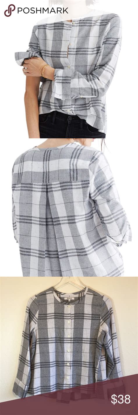 Madewell Plaid Blouse Size Small Plaid Blouse Blouse Size Plaid Tops