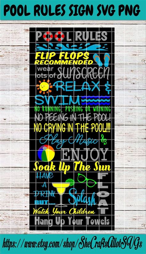 Swimming Pool Rules Funny Sign Svg Png Etsy Pool Rules Pool Rules