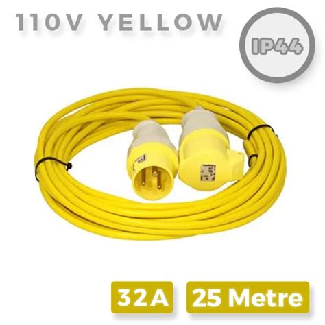 110v Yellow Extension Lead 32a X 25m 110v Arctic Flex Extension Lead