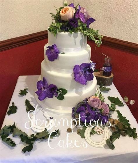 4 Tier Wedding Cake With Fresh Flowers By Scrumptious Cakes Minehead 4