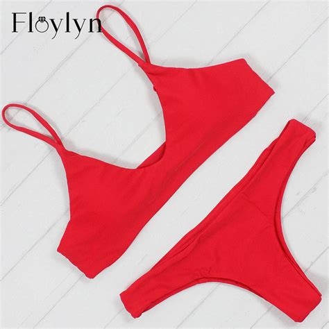 floylyn bikini 2017 sexy swimsuit women halter bandage swimwear female thong bikini set push up