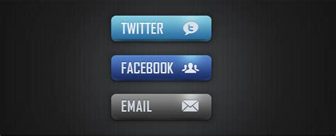 Social Media And Email Buttons Psd Vector Uidownload
