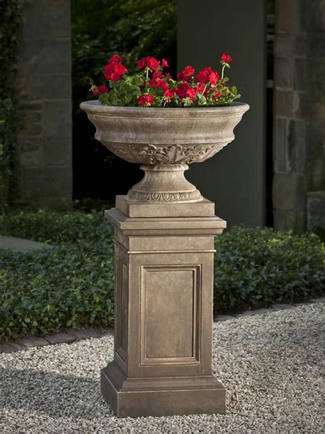 Campania International Cast Stone Coachhouse Urn With Pedestal Sloped