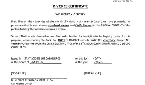 Divorce Certificate Translation From Spanish To English Template