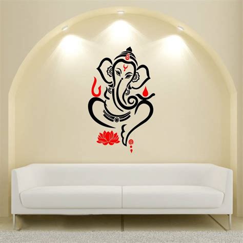 Decal O Decal 75 Cm Lord Ganesha With Lotus Wall Stickers Pvc Vinyl