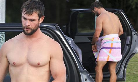 Shirtless Chris Hemsworth Strips Off While Getting Changed At Broken