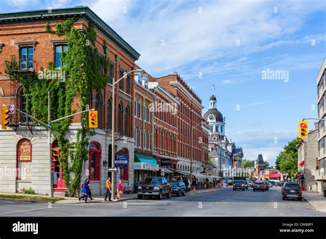 View Down Ontario Street In Historic Downtown Kingston Ontario Canada
