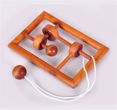 Classic Iq Test Brain Teaser Wooden String Rope Puzzle Solution Game