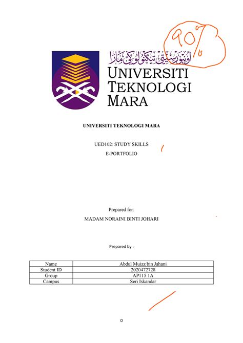 E Portfolio Sample Universiti Teknologi Mara Ued102 Study Skills E