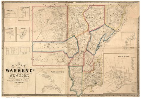 Warren County New York 1858 Old Map Reprint Old Maps