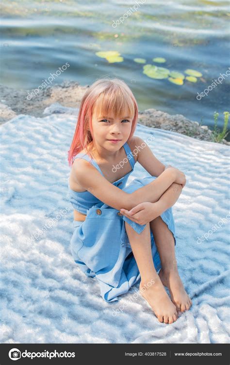 Cute Child Girl Portrait Outdoor Portrait Cute Little Girl Summer Stock