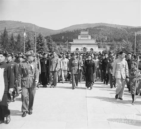 Chiang Kai Shek And Wife Leave Grave By Bettmann