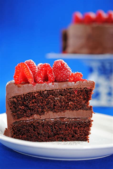 Get the recipe from delish. Chocolate-Raspberry Layer Cake | The Cake Chica