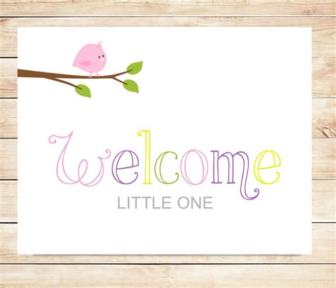 Printable New Baby Girl Welcome Card Instant Download Card