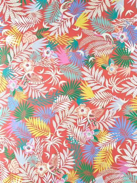 Six Sheets Of Tropical Wrapping Paper In Red By Elvira Van Vredenburgh