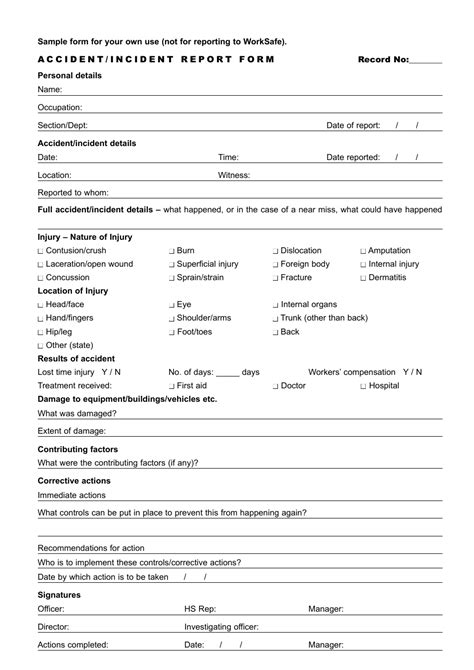 Sample Accident Incident Report Form Fill Out Sign Online And