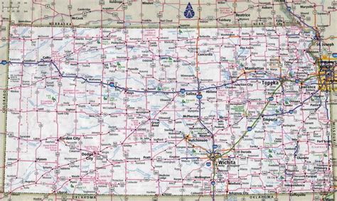 Large Detailed Roads And Highways Map Of Kansas State With All Cities Kansas State USA