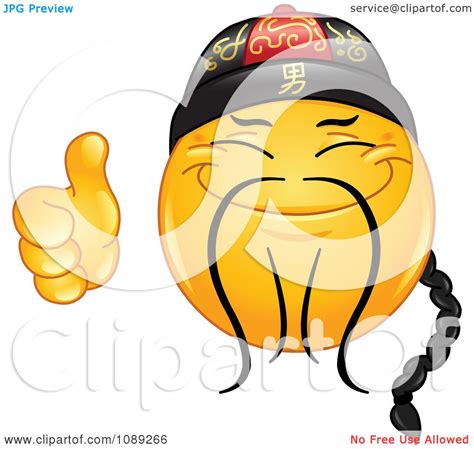 Clipart Yellow Thumbs Up Chinese Emoticon Smiley Royalty Free Vector