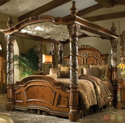 It's indulgent, luxurious and you deserve it: Villa Valencia Luxury King Poster Canopy Bed w/ Marble ...