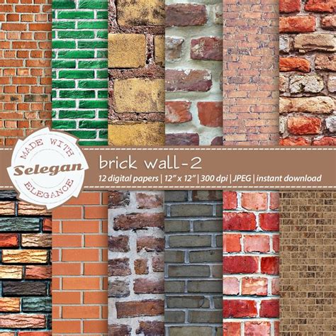 Brick Wall Background Brick Wall 2 Digital Etsy In 2021 Texture