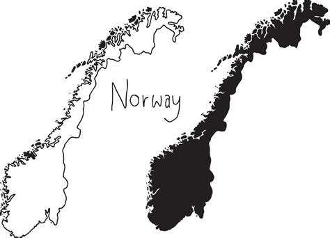 Outline And Silhouette Map Of Norway Vector 3127411 Vector Art At