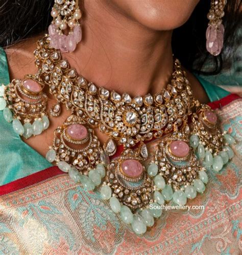 Polki Diamond Necklace Set Indian Jewellery Designs