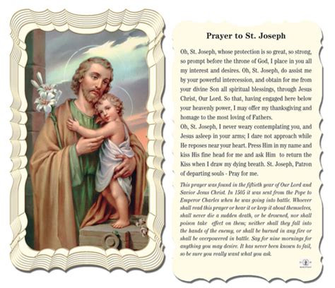 Prayer To St Joseph 50th 01 1895 Tonini Church Supply