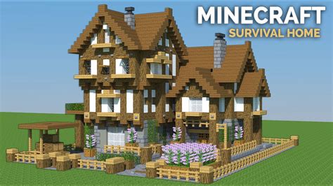 Minecraft WOODEN House Tutorial Survival House Tutorial YouTube