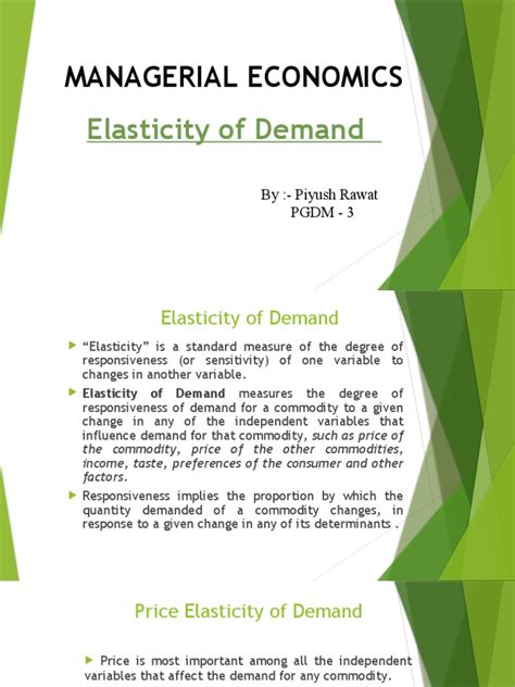 Managerial Economics Elasticity Of Demand Pdf Elasticity Economics Price Elasticity Of