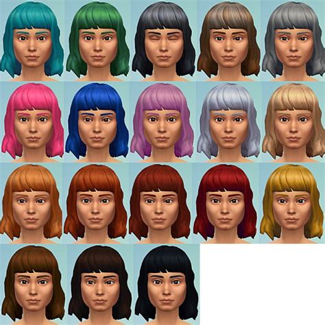 Mod The Sims Curly Bob With Bangs By Oepu Sims 4 Hairs