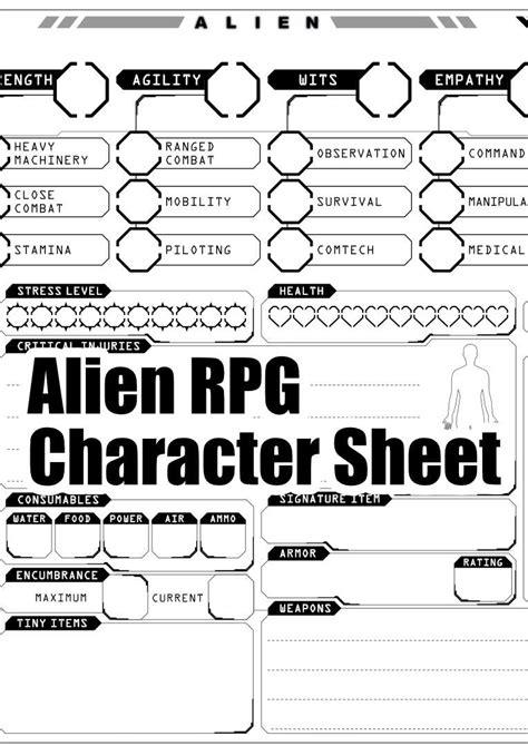 Alien Rpg Character Sheet Black Carrot Design Ulisses Spiele