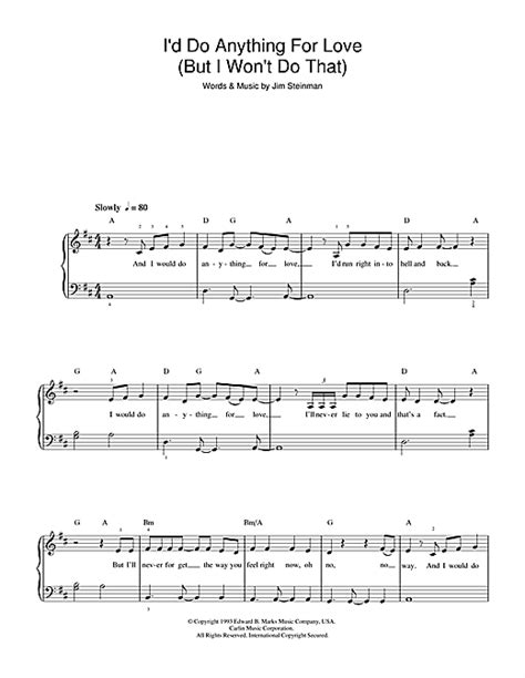 Id Do Anything For Love But I Wont Do That Sheet Music By Meat Loaf