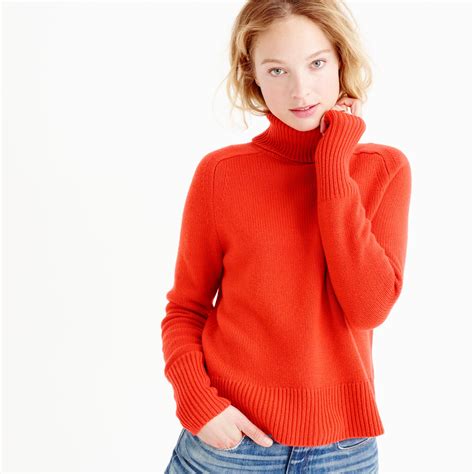 Jcrew Collection Cashmere Ribbed Turtleneck Sweater In Red Vivid