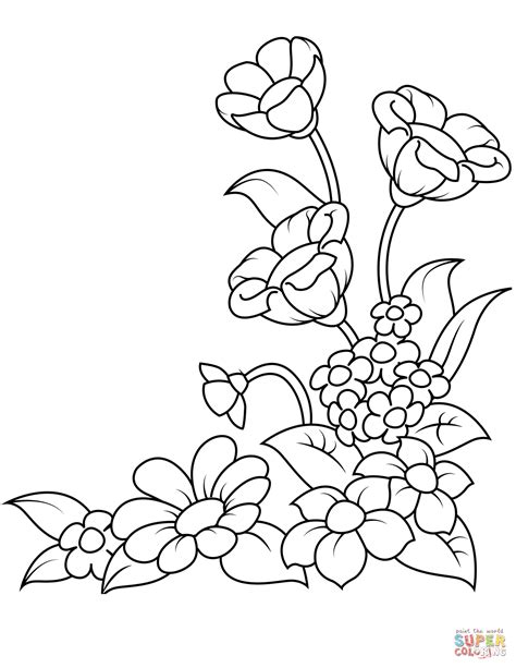 Flower easy drawing for kids. Spring Flowers coloring page | Free Printable Coloring Pages