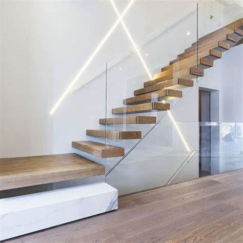 Invisible Steel Stringer Floating Staircase With Landings Floating