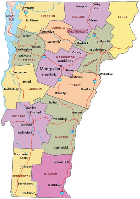 Map Of Vermont Travel United States