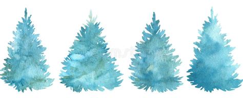 Watercolor Conifer Trees Christmas Tree Background Hand Painted