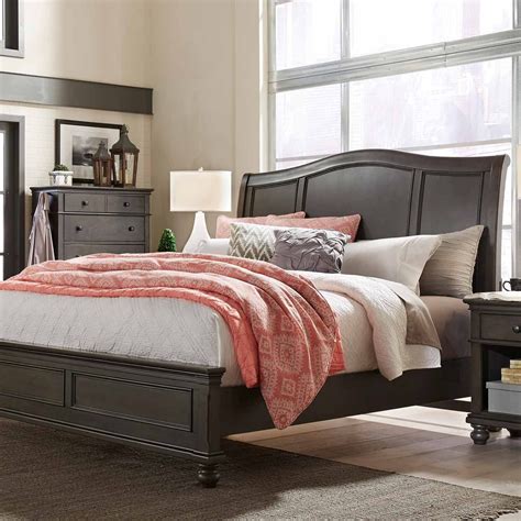 Oxford Wood Sleigh Bed In Peppercorn Bedroom Sets Queen Bedroom Set