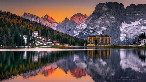 Dolomites Italy Sunset Over Dolomites In Italy Italy Sunset