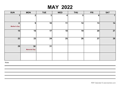 May 2022 Calendar Printable Pdf Us Holidays 2022 May 2022 Free