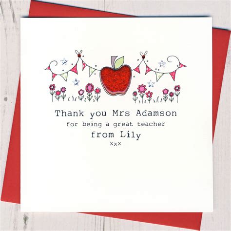 personalised apple teacher thank you card by eggbert and daisy