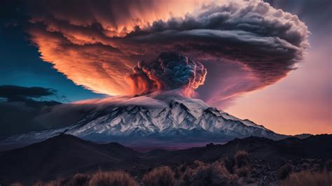 Volcano Wallpaper 4k Eruption Sunset Surreal