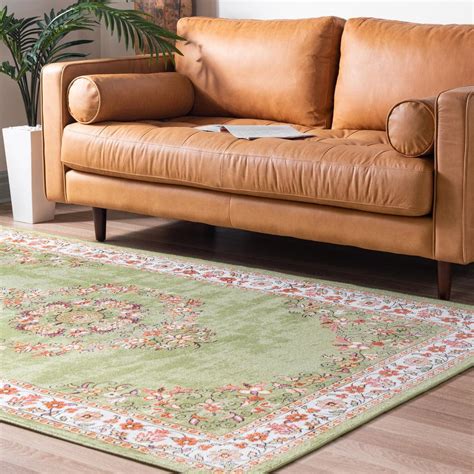 rugs lucerne collection area rug ‚Äì 9 x 12 green low pile rug perfect for living rooms