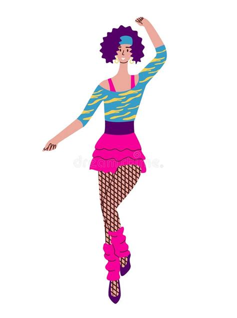 a girl dressed in the style of the 90 s dancing at a disco stock vector illustration of